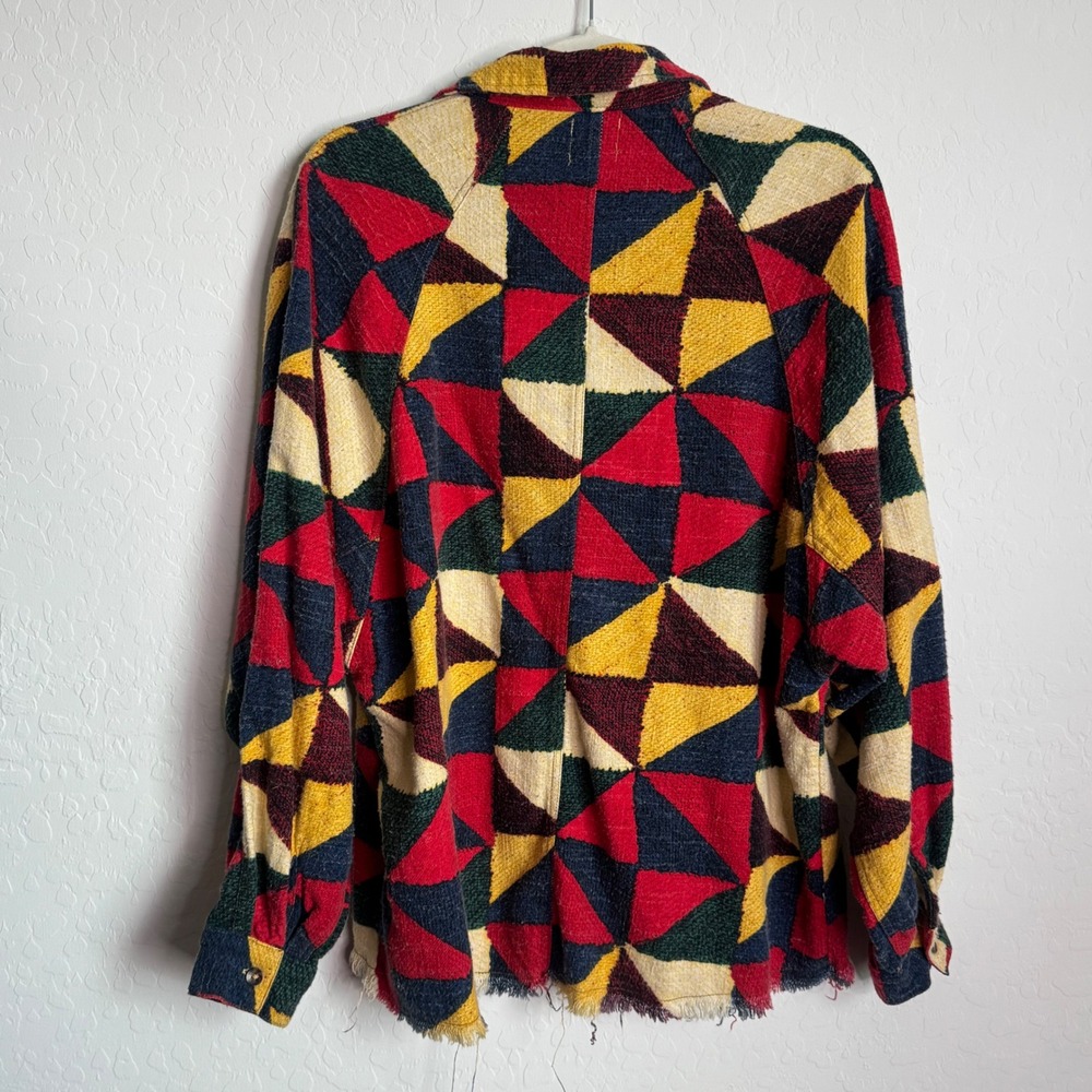 BDG Urban Outfitters Geometric Patchwork Woven Cotton Button Down Shacket XS - Picture 9 of 10
